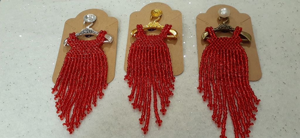 Trio of MMIW Red Dress On Hanger Pins/Broaches.  