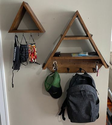 Custom triangle entryway shelves by Gator Bill Furnishings.