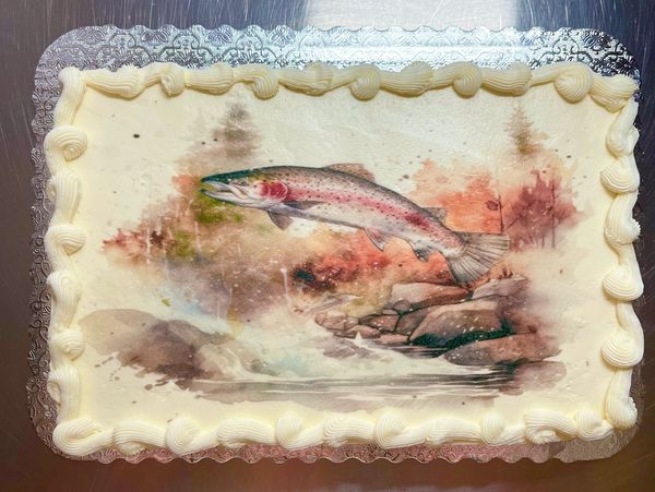 Trout jumping out of water 