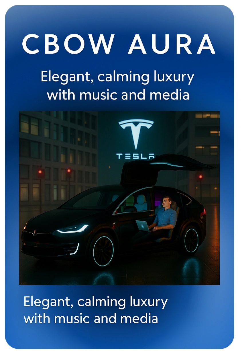 Tesla Model X showcasing calming luxury with music and media features.