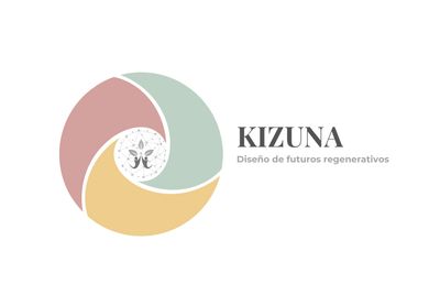 Logo of Kizuna with a colorful spiral design and text in Spanish.