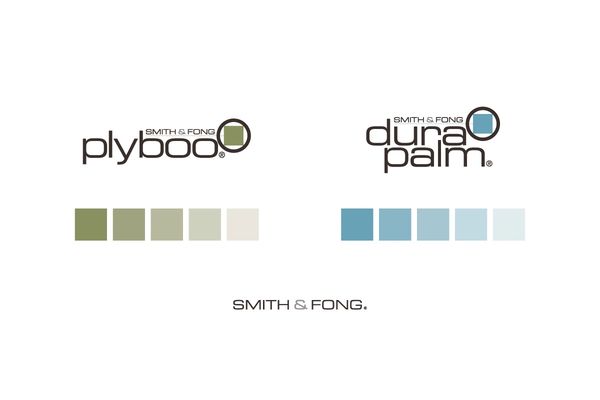 Logos and color palettes of Smith &amp; Fong Plyboo and Durapalm.