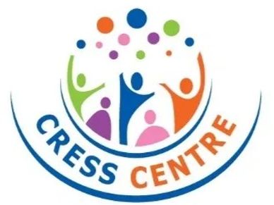 Logo for 'Cress Centre' featuring colorful human figures and circles.