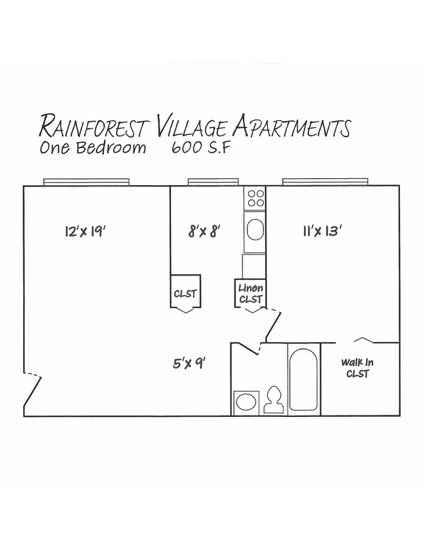 Rainforest Village
One Bedroom floor plan