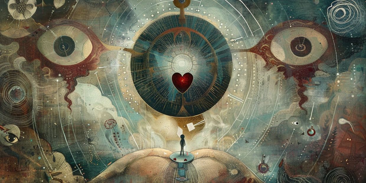 A lone figure faces a radiant heart—reminding us to weigh every action against dignity.