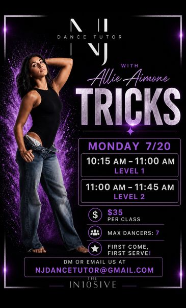 Dance tricks class with Allie Aimone on Monday 7/20.
