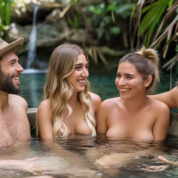 people sitting in hot tub