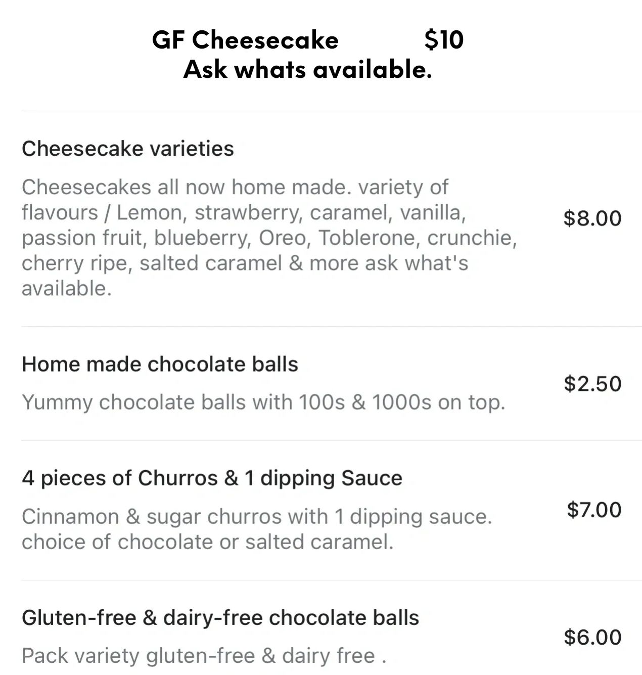 ALL DESSERTS Silvios on Dorothy st pizza & pasta Leopold