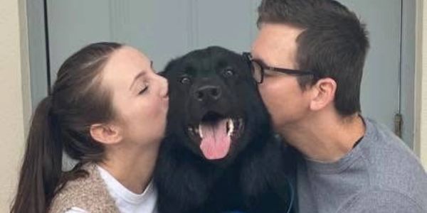 Kate and husband, Brandon with their German Shepherd, Blue.