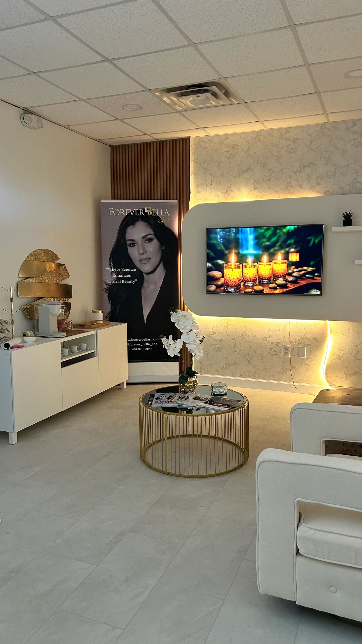 Clean, professional medical spa treatment room with neutral tones at Forever Bella in San Antonio