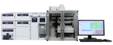 Advanced laboratory equipment setup with computer interface for analysis.