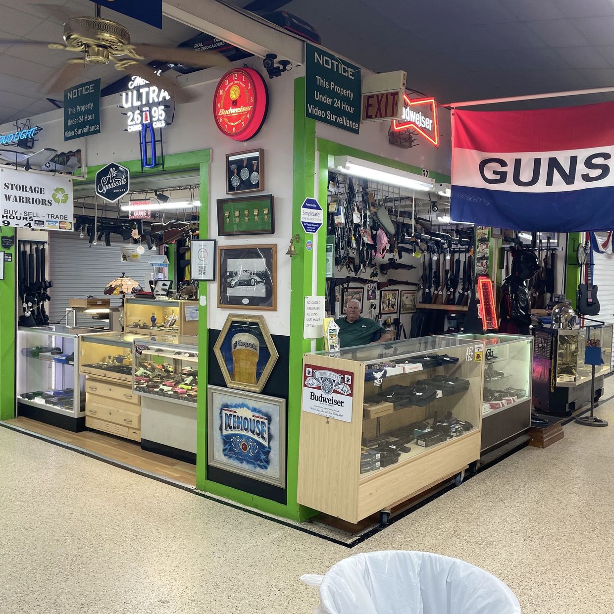Handguns and rifles securely cased for collectors and enthusiasts.