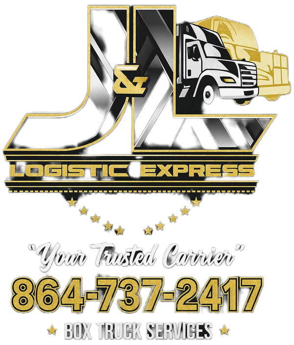 Logo for J&L Logistic Express with phone number and box truck services.