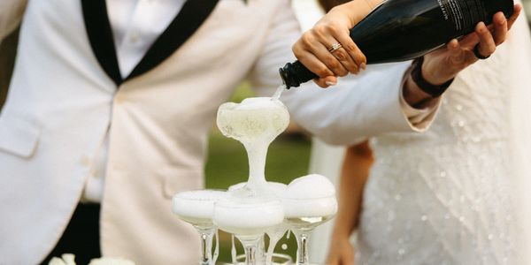 Champagne tower at wedding