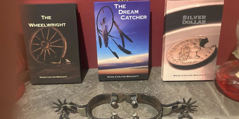Western Fiction Books by Marq Brockett. The Wheel Wright, The Dream Catcher, Silver Dollar