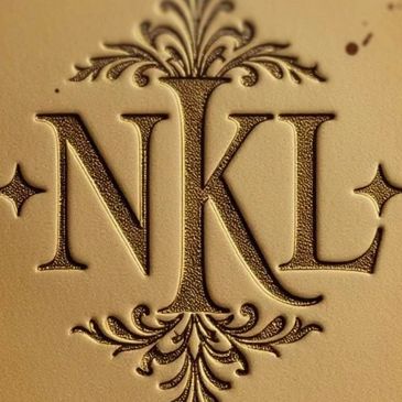 Embossed monogram with letters NKL in elegant design.