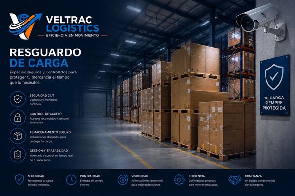 Warehouse with secured cargo storage and surveillance for 24/7 protection.