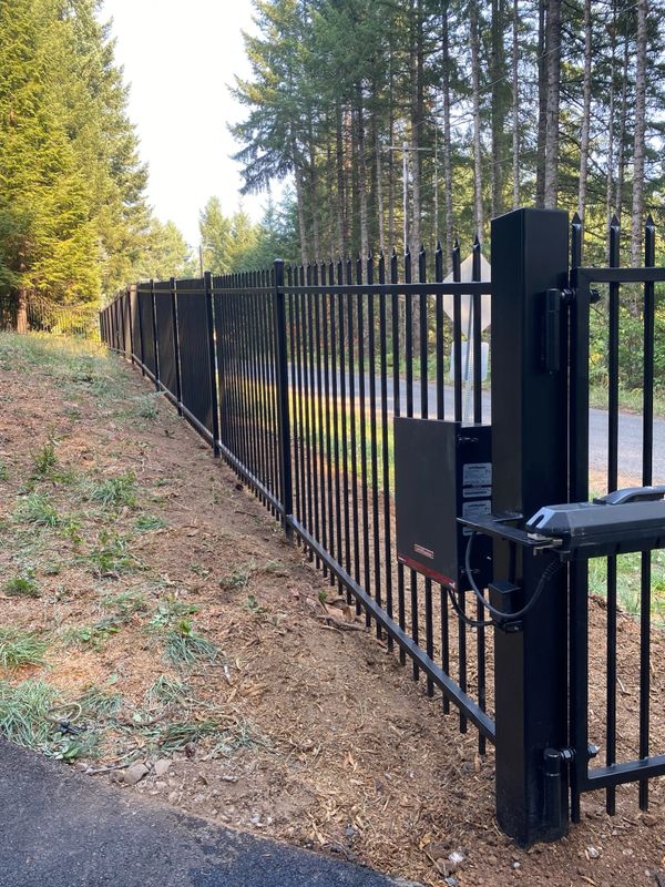 6 foot custom welded metal fence with spear top