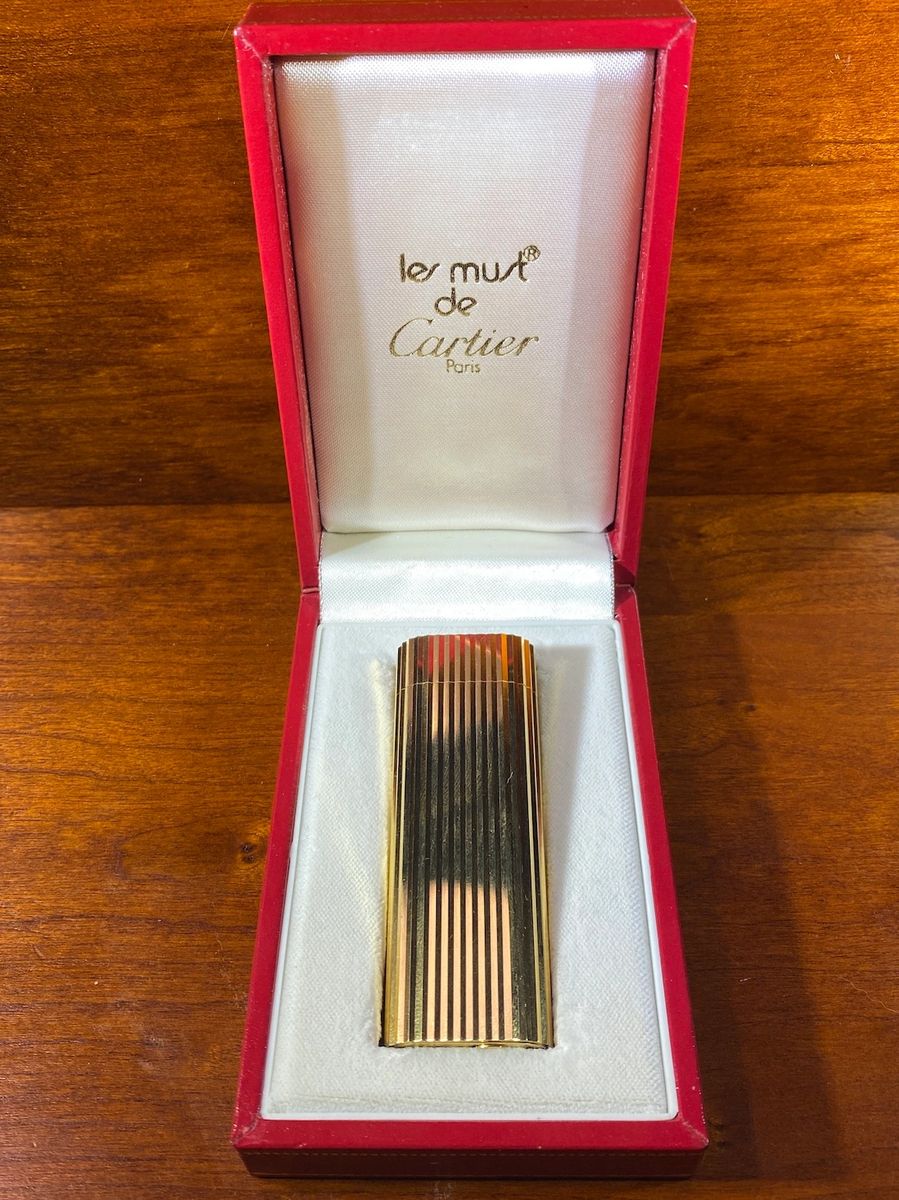 Vintage Gold Plated Cartier Lighter les must de Original Box