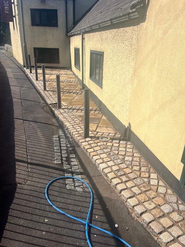 Jet Washing outside a local Restaurant to spruce up before re-opening