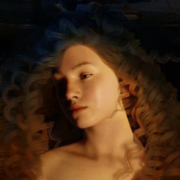 Center of Ghost Perfume cover: pensive girl