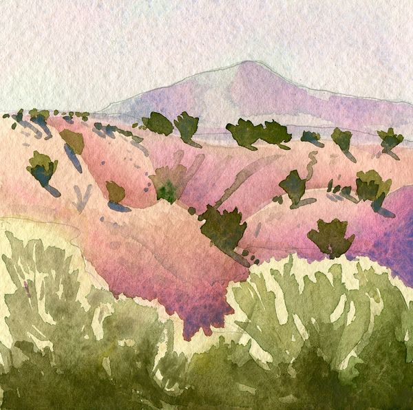 Tech Demo, watercolor on paper, 4x4 in. 2025