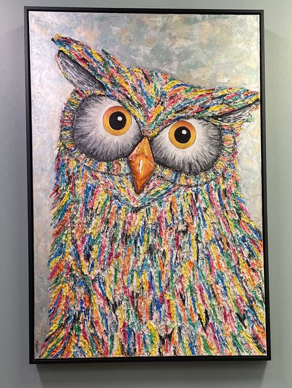 Texture Medium, Metallic Acrylic paint and Opal dust medium on Canvas. 

** Donated to the Norwest P