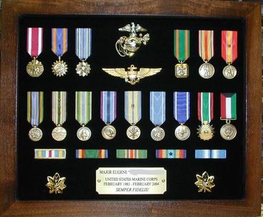 USMC Marine Major, Mini medals, miniature medals in frame, shadow box display, naval aviator, Marine