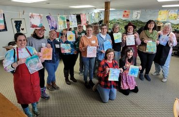 Garden Flag gang from a very fun Free Monthly Workshop