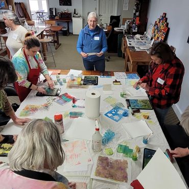 Gelli printing on garden flags today