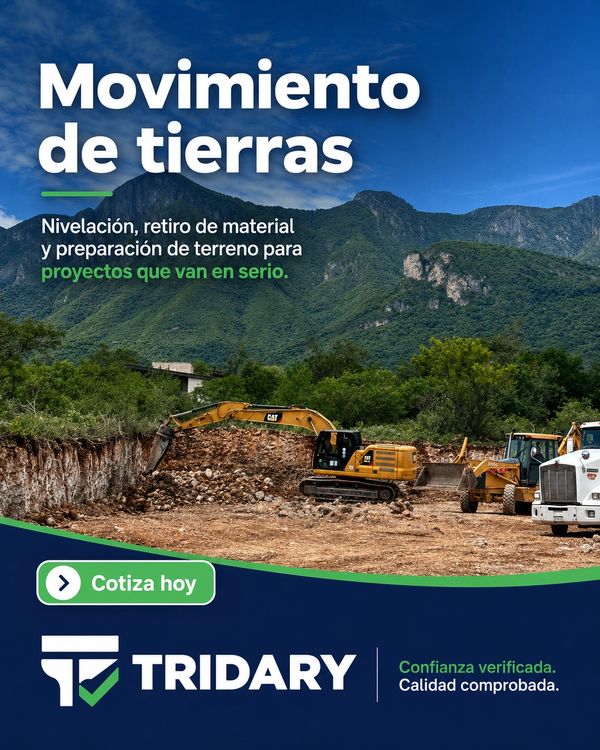 Maquinaria trabajando en movimiento de tierras para proyectos serios en un paisaje montañoso.