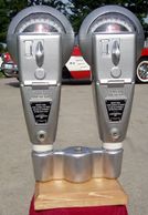 Photo of double Duncan silver parking meters