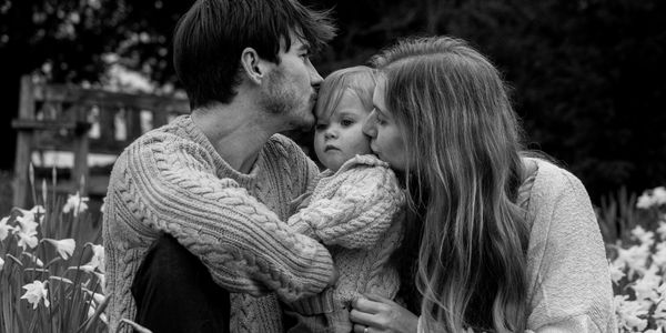 Black and white Family Photography: Parents and child