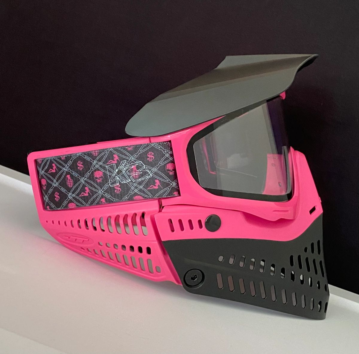 Custom Pink Black JT Proflex Paintball Mask Goggle w/ Clear Thermal