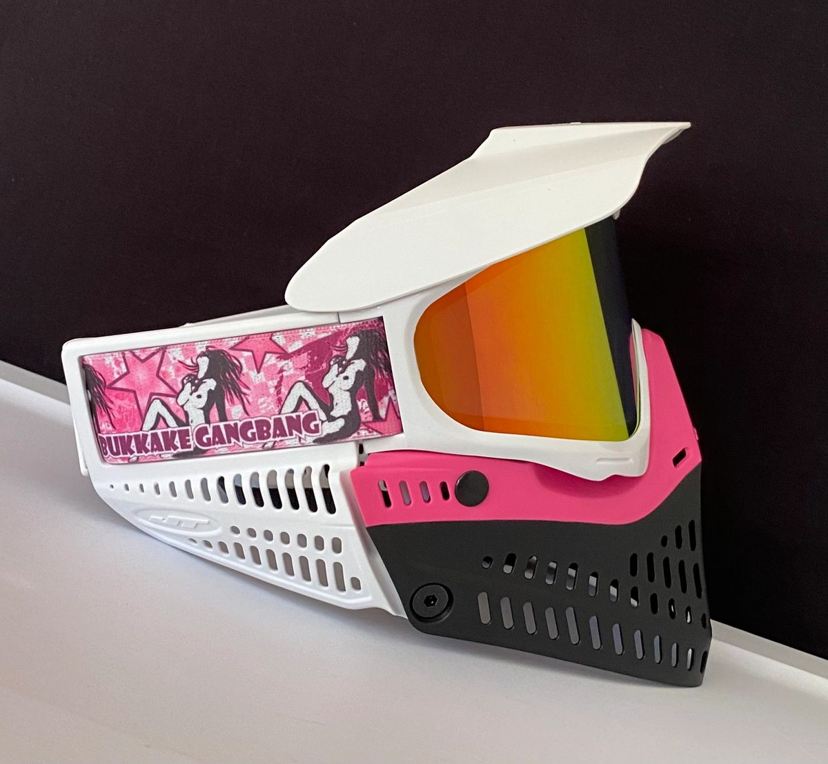 Custom White Pink Black JT Proflex Paintball Mask Goggle w/ Lava Thermal  Lens - KM Strap
