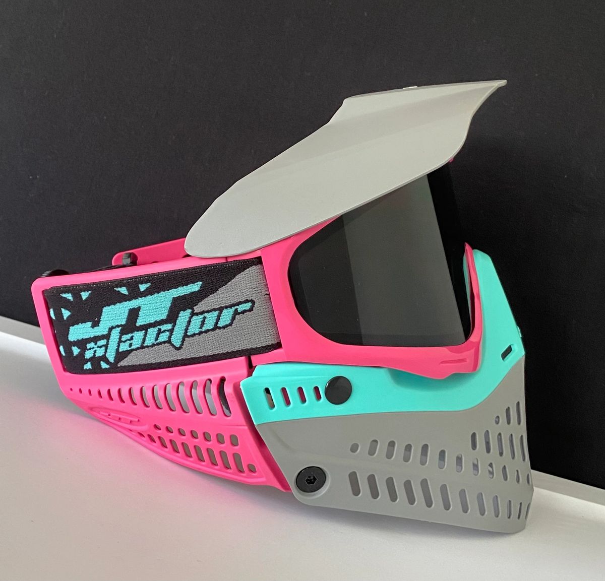 Custom Pink Gray Teal JT Proflex Paintball Mask Goggle w/ Smoke Thermal