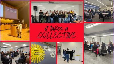 Collage of group activities emphasizing collective effort and human rights.