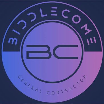 Modern logo for Biddlecome General Contractor with gradient purple-blue design.