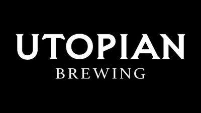 Minimalist logo for Utopian Brewing with white text on black background.