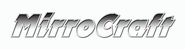 Stylish silver logo text saying MirroCraft.