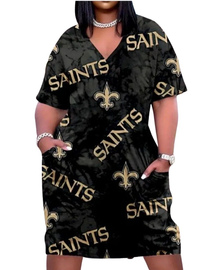 New Orleans Saints 'True Love' Black Causal Pocket Dress