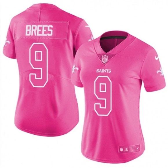 Young Ladies New Orleans Saints #9 Drew Brees Pink Limited Rush Jersey