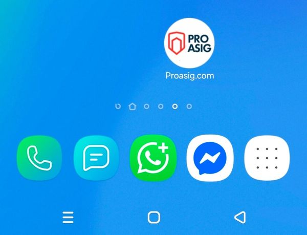 Smartphone home screen with communication app icons on a blue background.