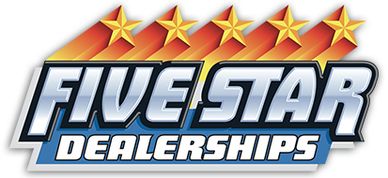 Logo for Five Star Dealerships featuring five golden stars above bold text.