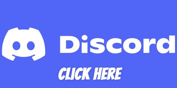 Discord logo with "CLICK HERE" text on blue background.