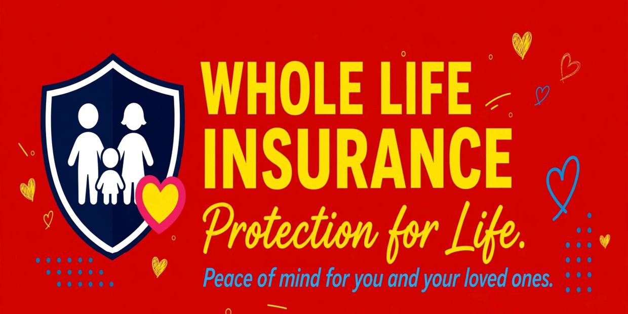 Whole life insurance advertisement with family protection theme.