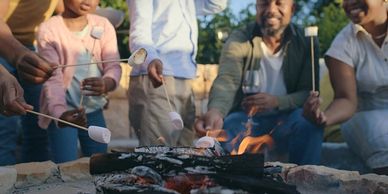 Family roasting marshmallows