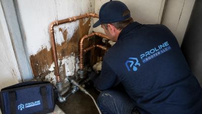 Plumber installing or fixing pipes indoors of a Loomis residence.