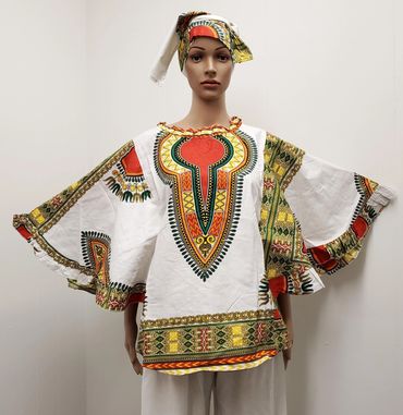 Dashiki Top with Angel Wing Sleeves.