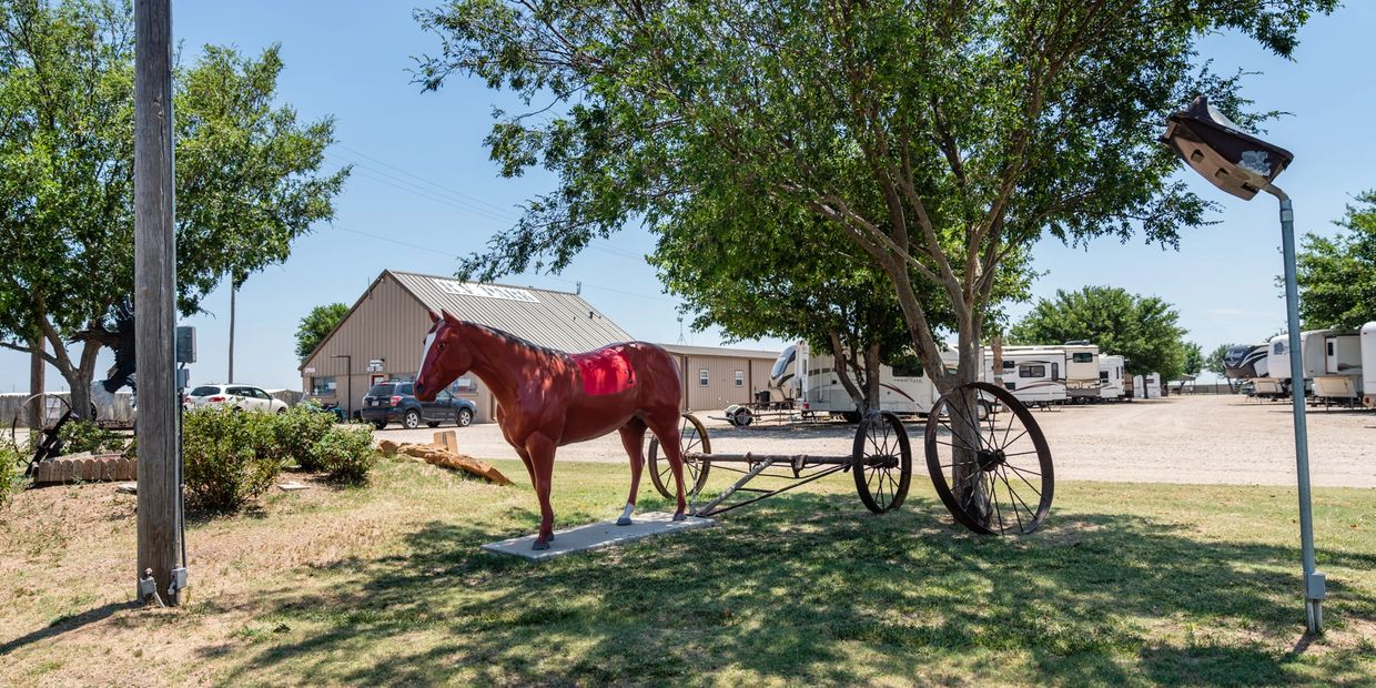 View of the red color horse on the display